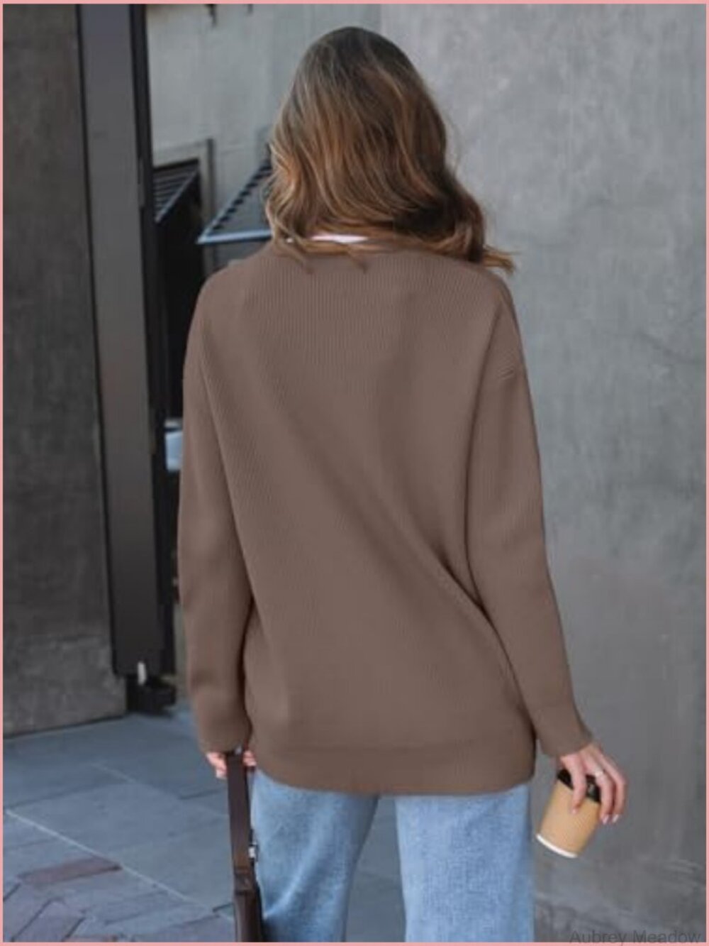 Oversized Knit V-Neck Button Front Cardigan Sweater - Picture 4 of 7